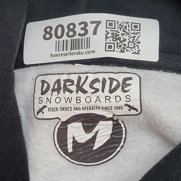 Vintage 90s Darkside Skull Crop Hoodie Medium 22x25 Two-Tone - Picture 7 of 16